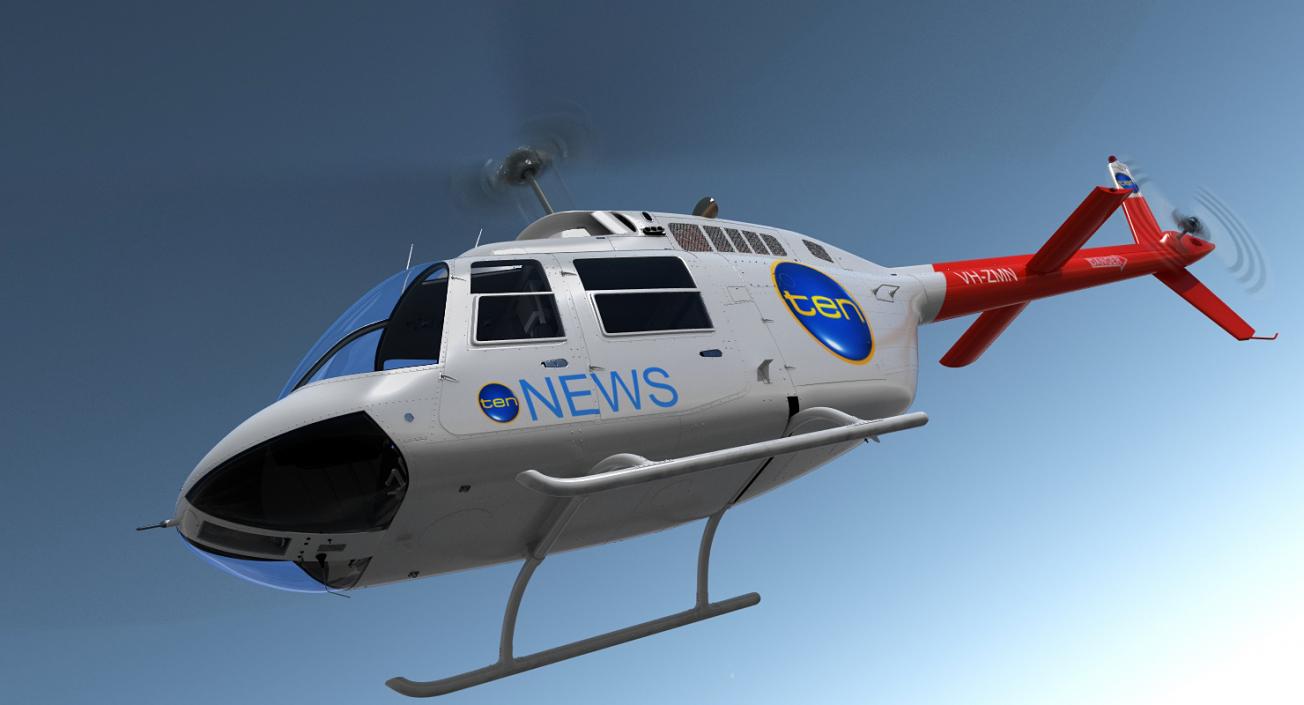 Bell 206B JetRanger III Ten News Rigged 3D model
