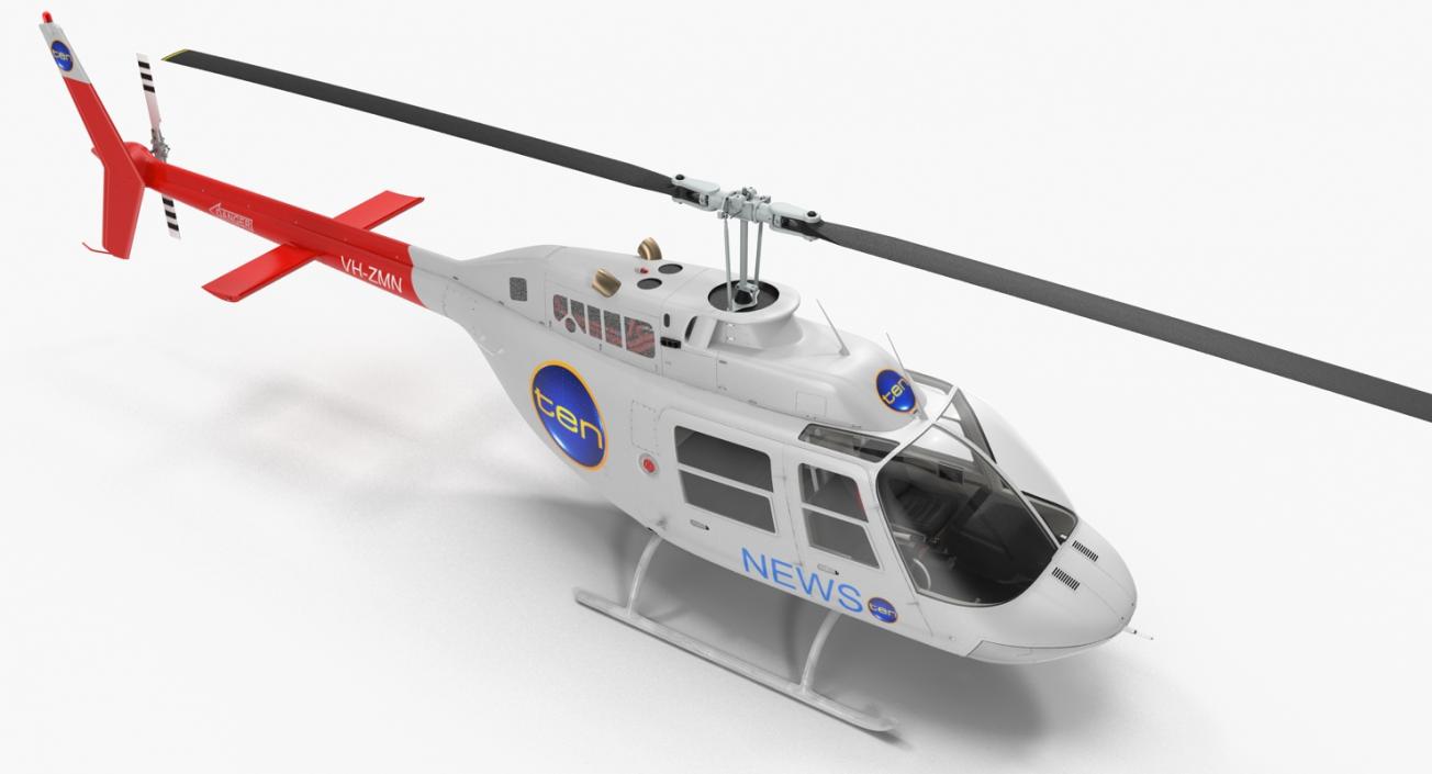 Bell 206B JetRanger III Ten News Rigged 3D model