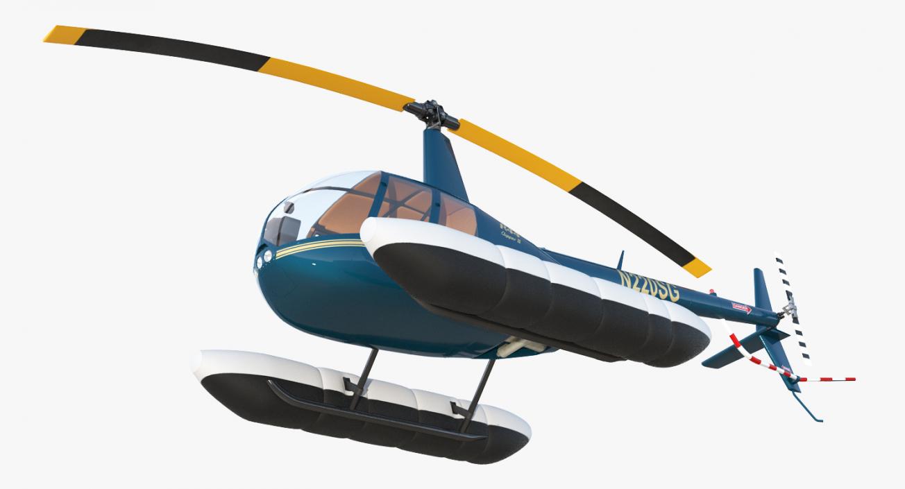 3D model Helicopter Robinson R44 With Floats