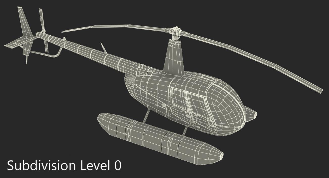 3D model Helicopter Robinson R44 With Floats