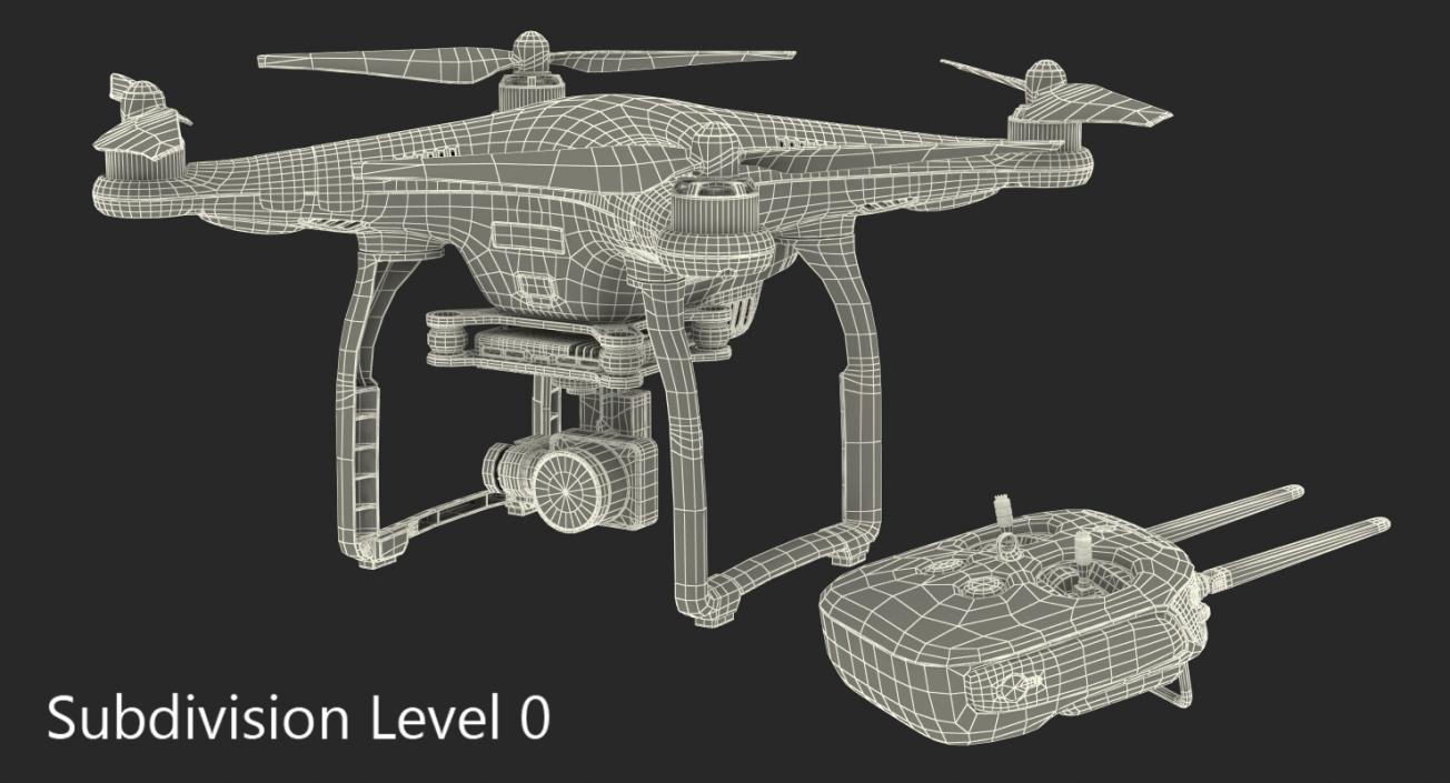 DJI Phantom 3 Professional Quadcopter Rigged 3D model