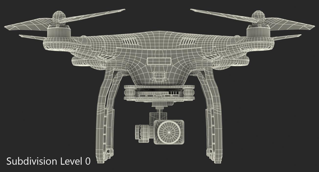 3D DJI Phantom 3 Professional Quadcopter Rigged 2