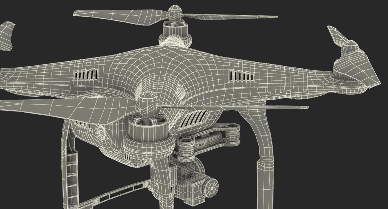 3D DJI Phantom 3 Professional Quadcopter Rigged 2