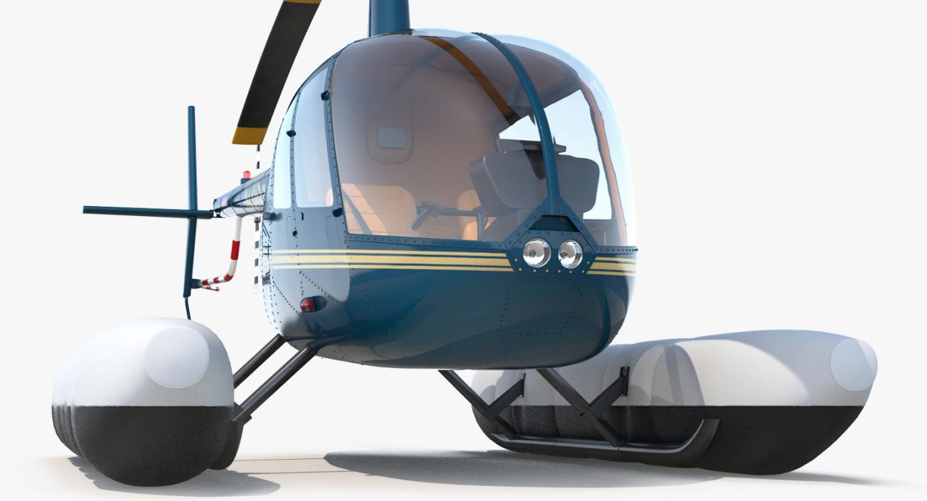 Helicopter Robinson R44 With Floats Rigged 3D