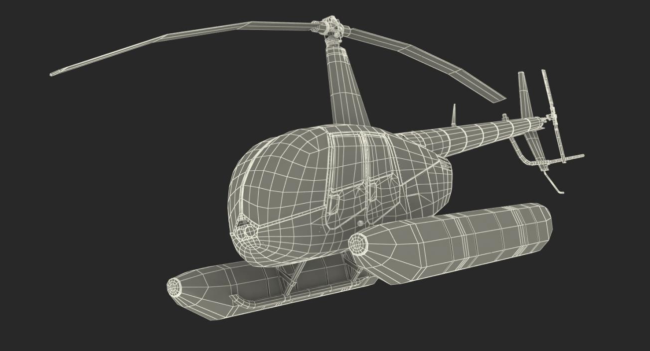 Helicopter Robinson R44 With Floats Rigged 2 3D model