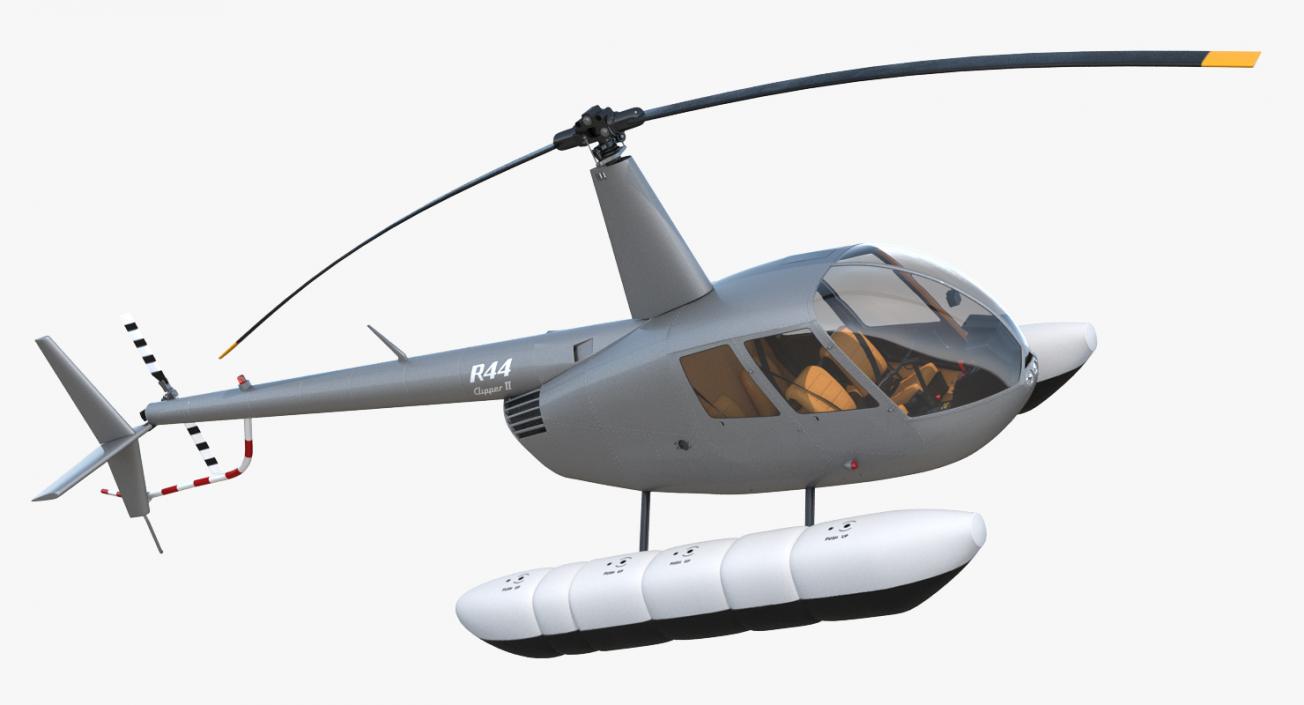 Helicopter Robinson R44 With Floats Rigged 3 3D model