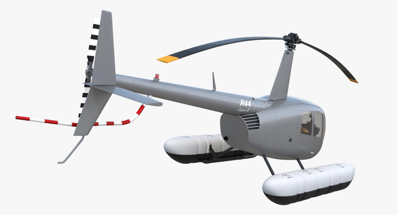 Helicopter Robinson R44 With Floats Rigged 3 3D model