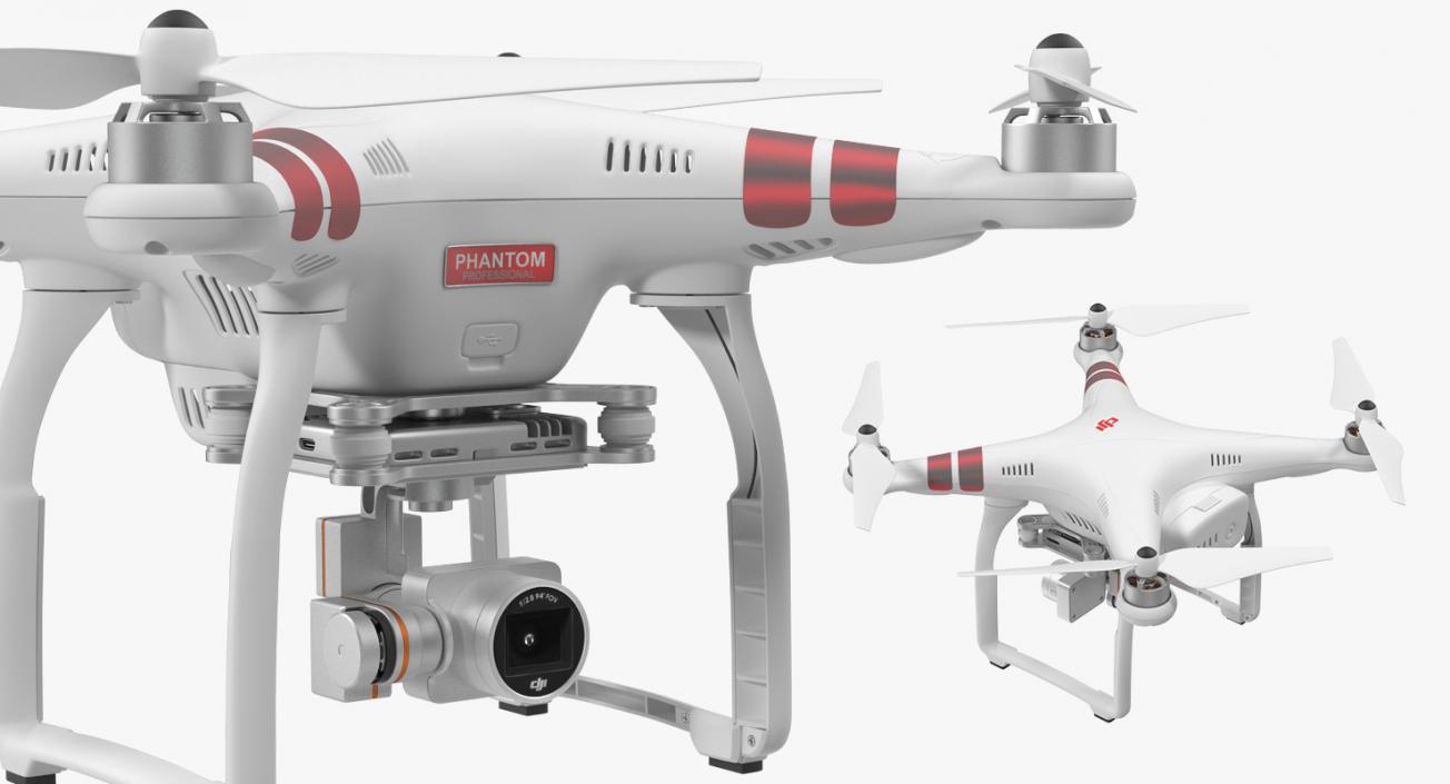 3D DJI Phantom 3 Professional Quadcopter Red
