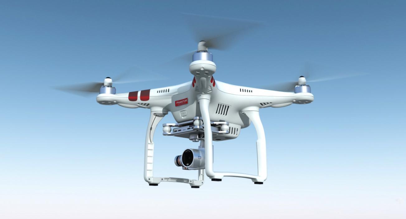 3D model DJI Phantom 3 Professional Quadcopter Rigged Red 2