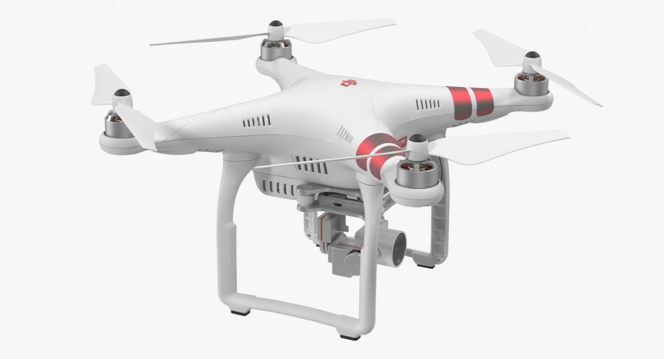 3D model DJI Phantom 3 Professional Quadcopter Rigged Red 2